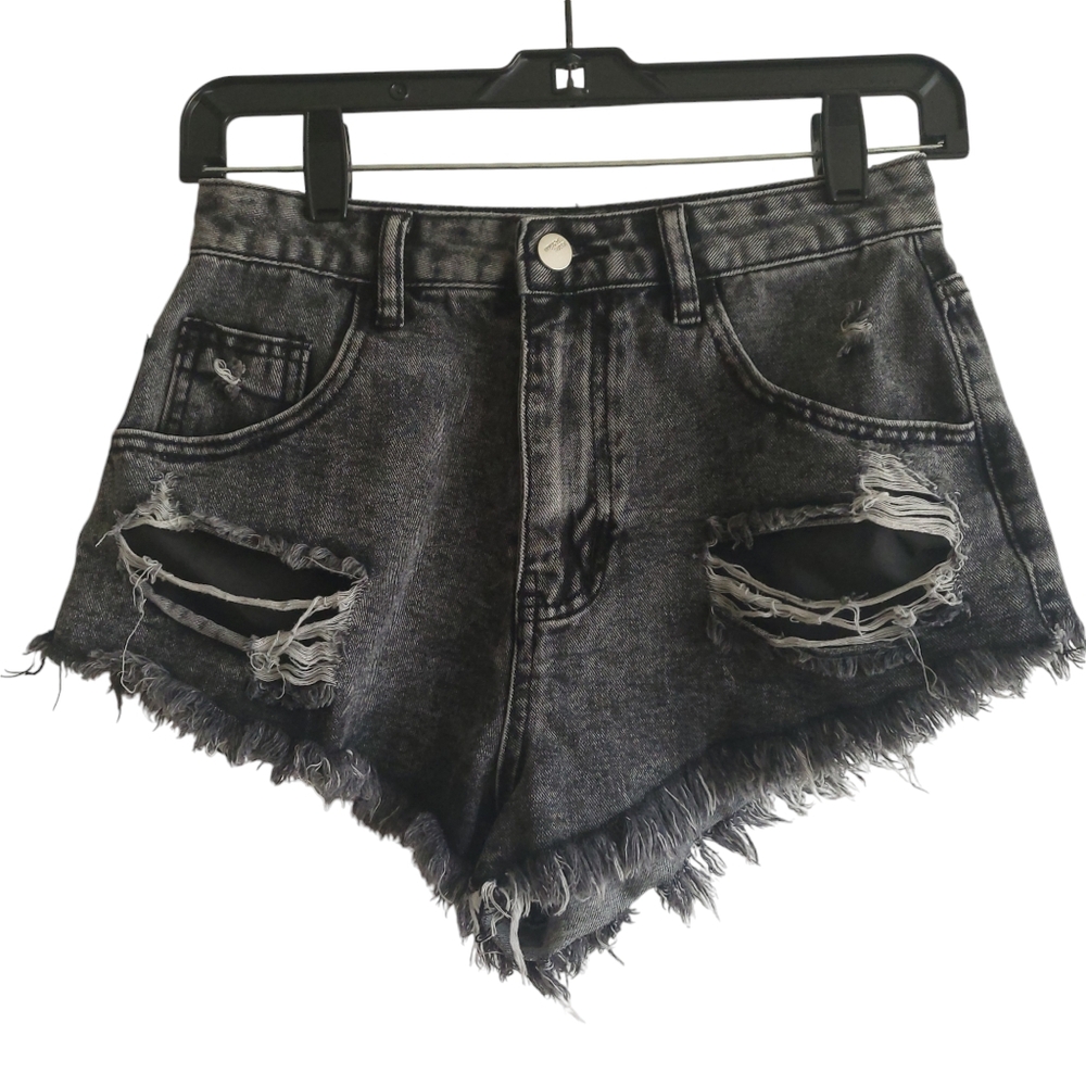 Shein Shorts Black Distressed Size 27 Cheeky
